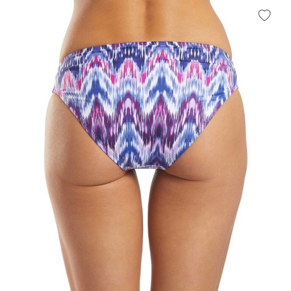 Tommy Bahama Ikat Mirage Side Shirred Bikini Bottom in Blue Monday - Picture 3 of 10